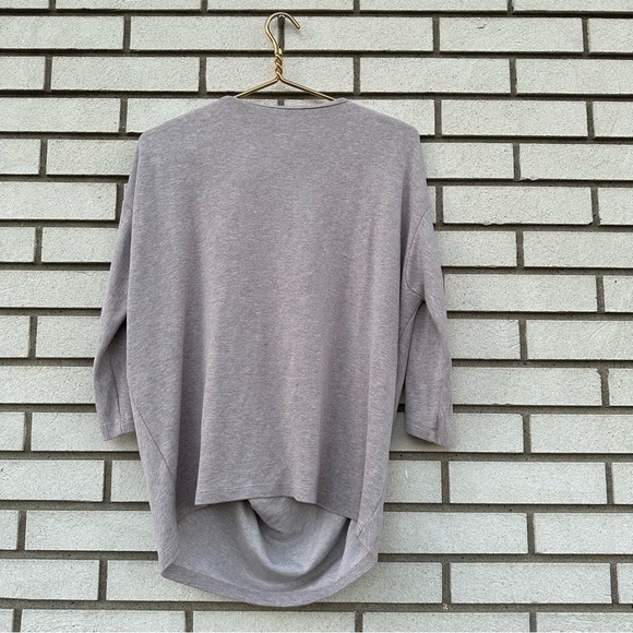 COS Oatmeal Asymmetrical Drape Front Jersey Knit Top Minimalist Sweater S - Picture 5 of 12
